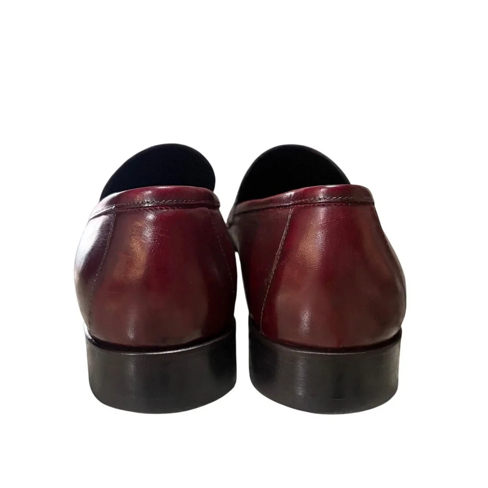 Paul Evans Penny Loafers Men *9 Oxblood Burgundy Leather Italian Dress Shoes EUC